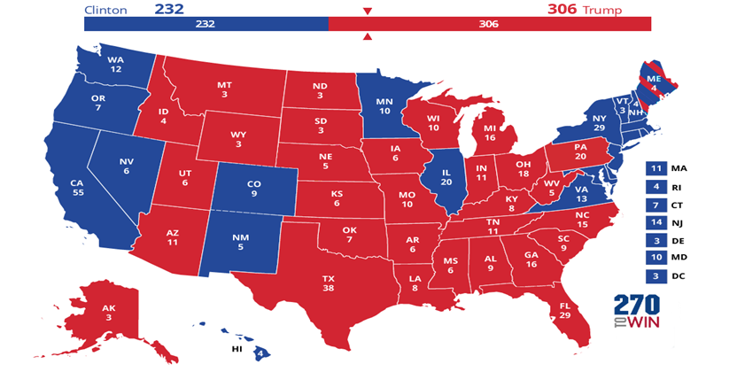 Image result for red vs blue map 2016 presidential election