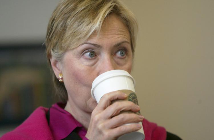 Image result for hillary clinton sipping latte