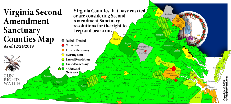 Map of Virginia Second Amendment Sanctuary Counties