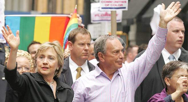 Hillary Clinton and Mayor Michael Bloomberg Gay Pride March, 2006 (Photo by Daniel J. Barry/WireImage)